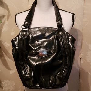 Nicole Miller black patent satchel bag(20% off)